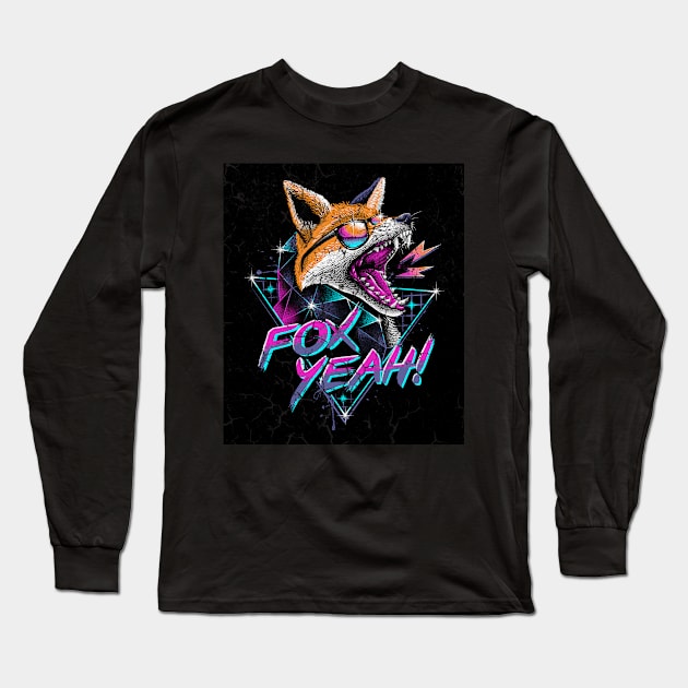 Fox Yeah cyberpunk Long Sleeve T-Shirt by Virtue in the Wasteland Podcast